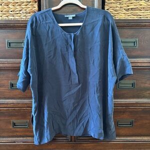 Vintage Go Silk navy silk blouse in size S